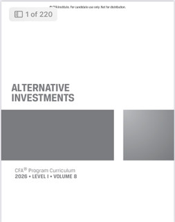 فایل PDF اصلی کتاب ALTERNATIVE INVESTMENTS - CFA Program Curriculum 2026 - LEVEL 1 - VOLUME 8